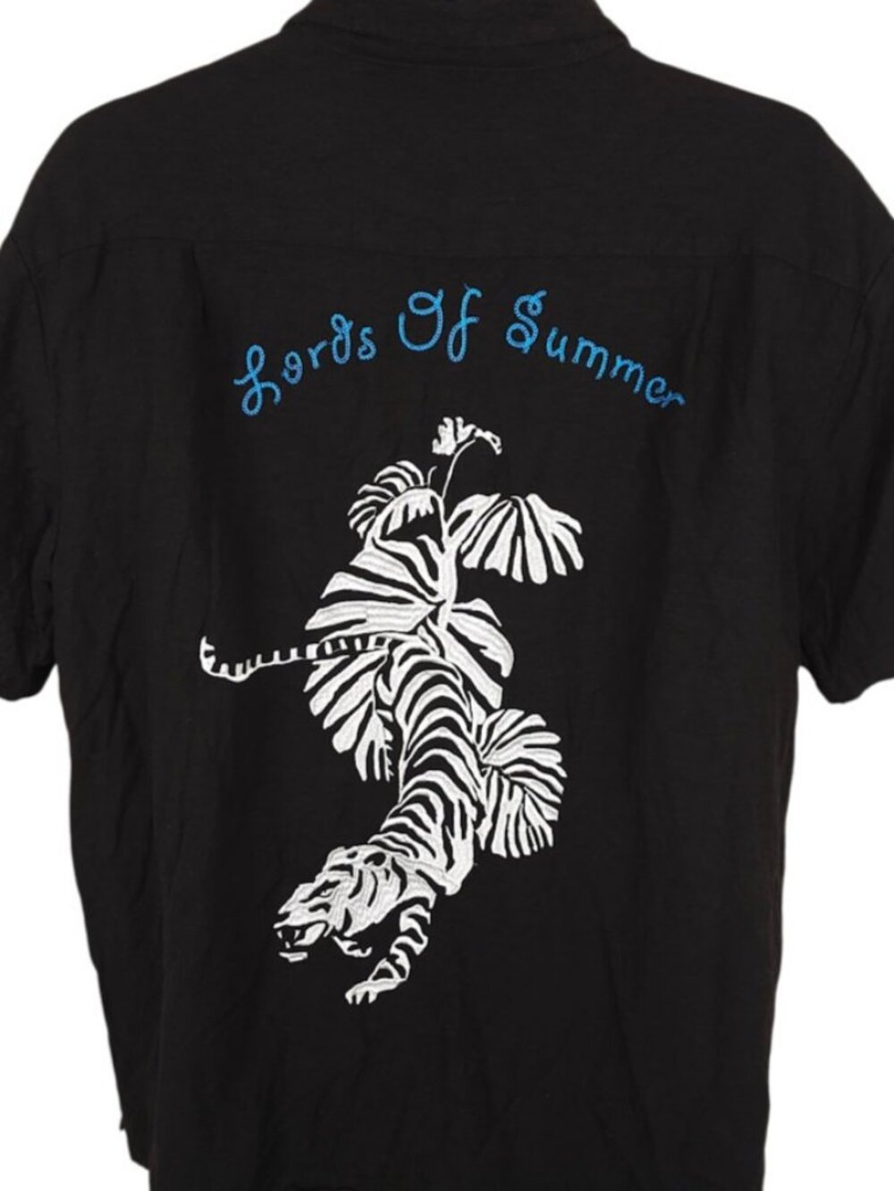 Double Rainbouu Shirt Mens Size XL Black Lords Of Summer Linen Blend Bowling